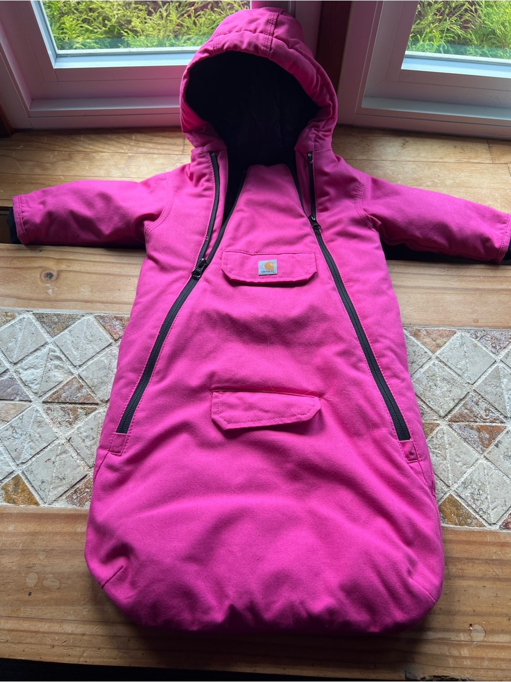 Carhart Quick Duck Pink Hooded Insulated Bunting Snowsuit 3 month Zip Front-427
